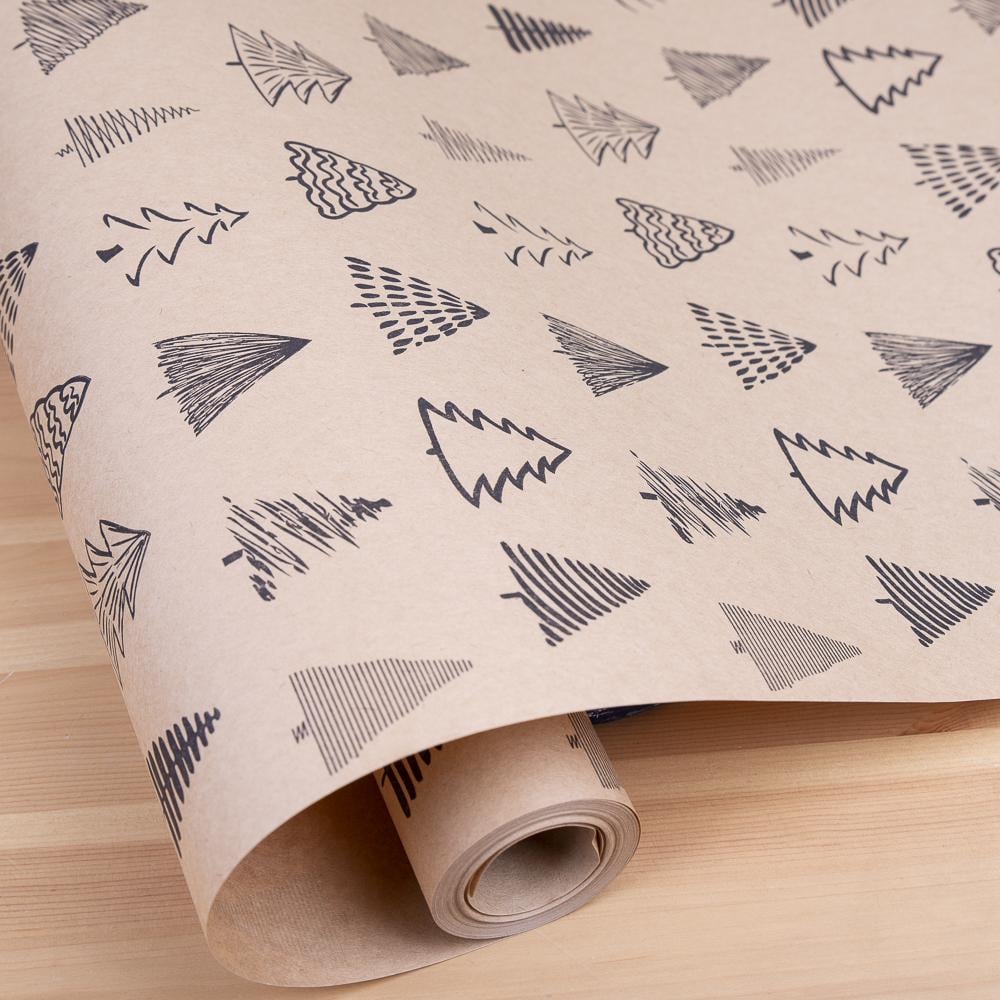 Бумага подарочная Елочки на крафте 10 м (1468-168)