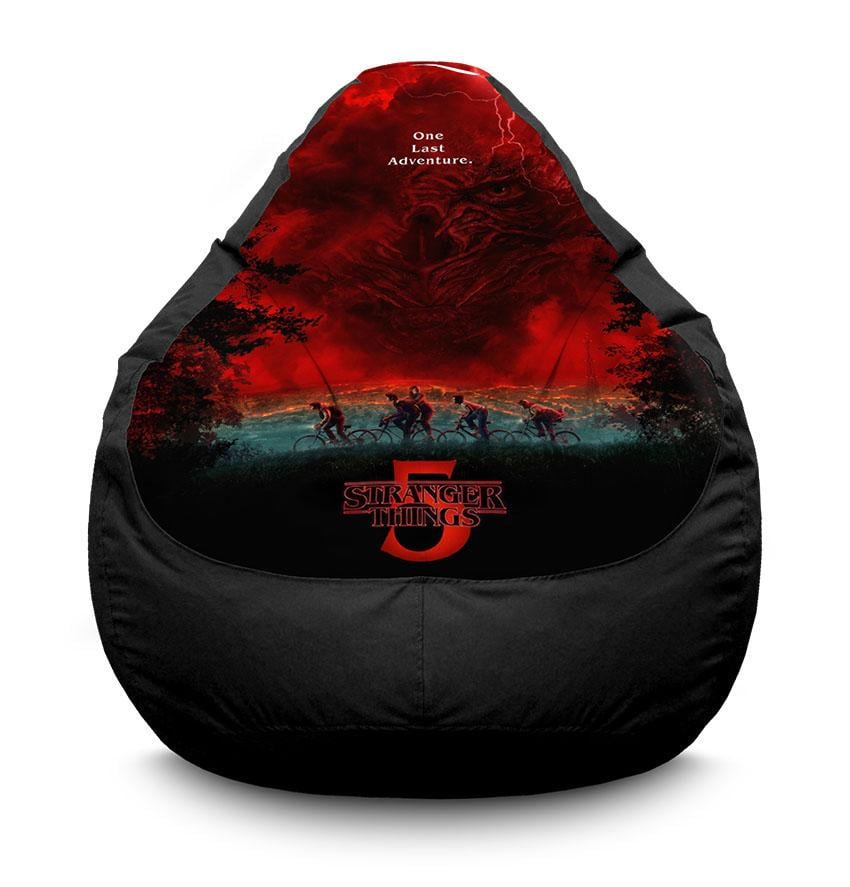 Крісло-мішок iPuff StRanger Things Остання пригода оксфорд XL 80x110 см Чорний (32169227)