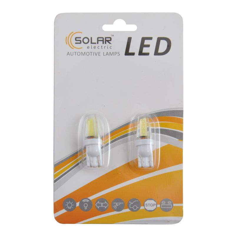 Автолампа светодиодная Solar 12-24V T10 W2, 1x9, 5d COB 1,5 W 70 Lm White