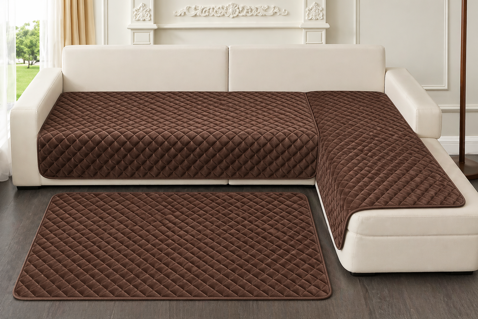 Набор покрывал на диван Шанель котоновый 3 шт. 90х160/90х210 см Коричневый (2904582352)