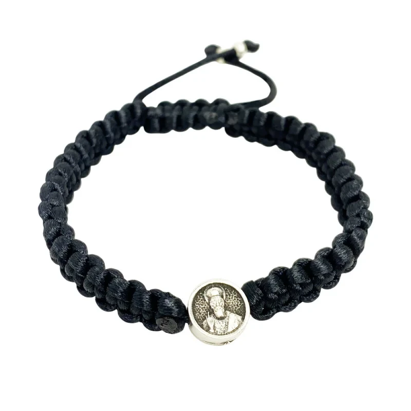 Браслет Святий Миколай Чудотворець плетений Чорний (213012375)