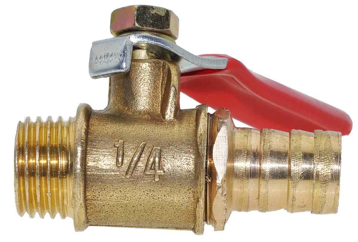 Кран компрессора большая ручка 1/4 папа штуцер 10 мм (комп424)