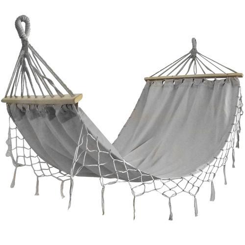 Гамак двухместный Gardlov XXL деревянные распорки 100 см до 250 кг 200x150 см Серый (2982695061)