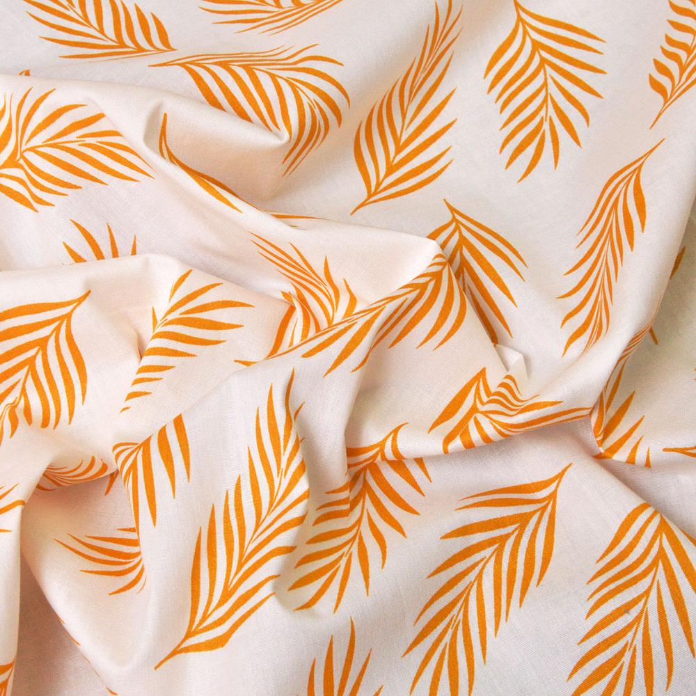 Тканина поплін стрейч Флора Листок Гірчиця (15853)