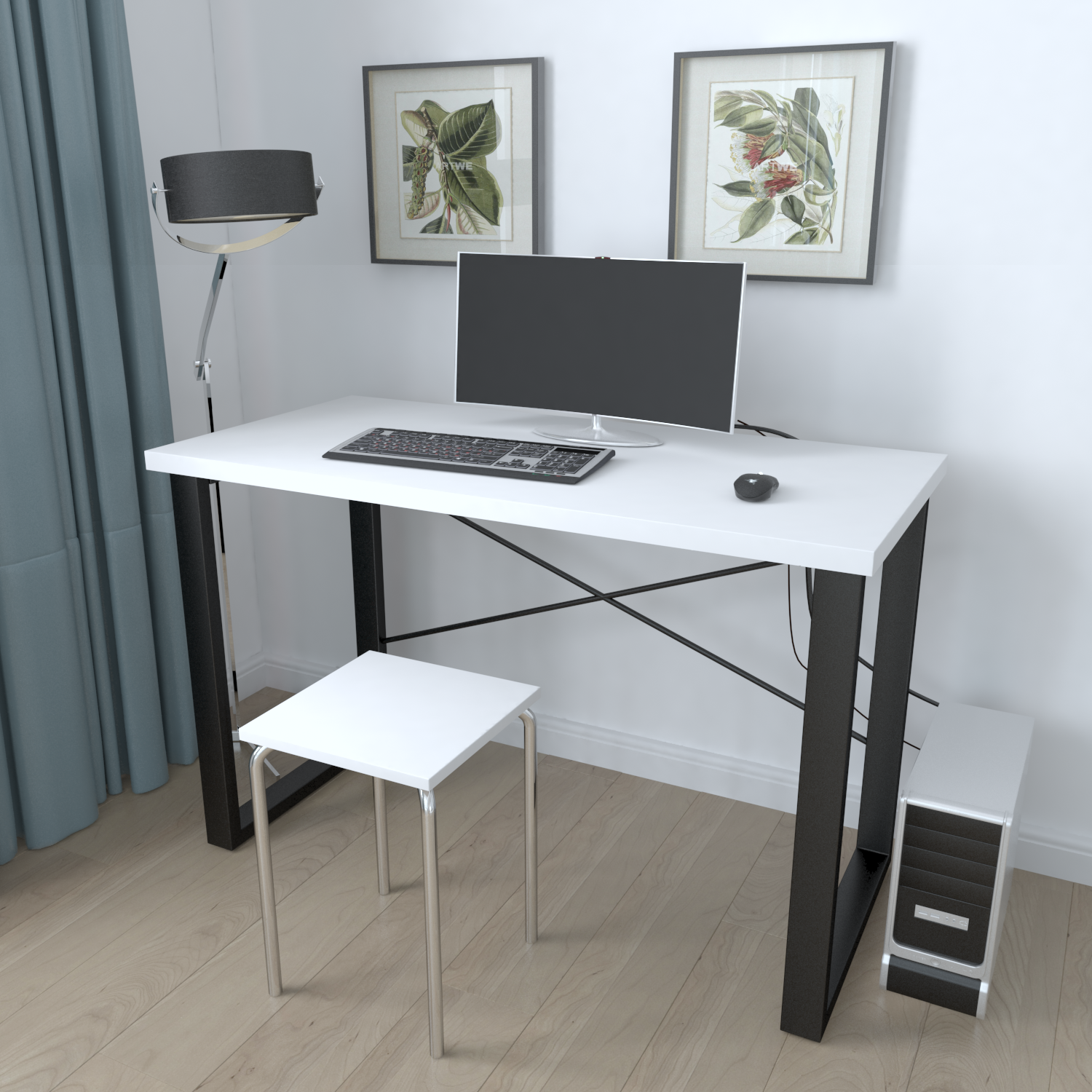 Письмовий стіл Ferrum-decor Драйв 750x1000x600 мм метал Чорний/ДСП Білий (DRA127)