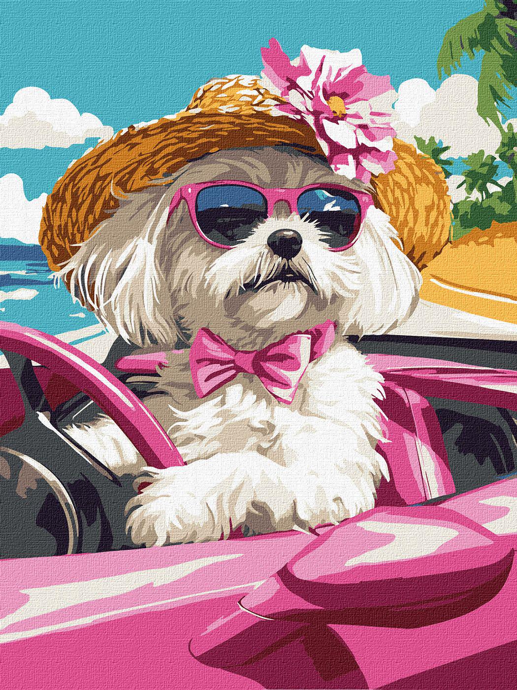 Набір для розпису по номерах Ideyka Рожева машина КНО6738 30x40 см (MTT-199107)