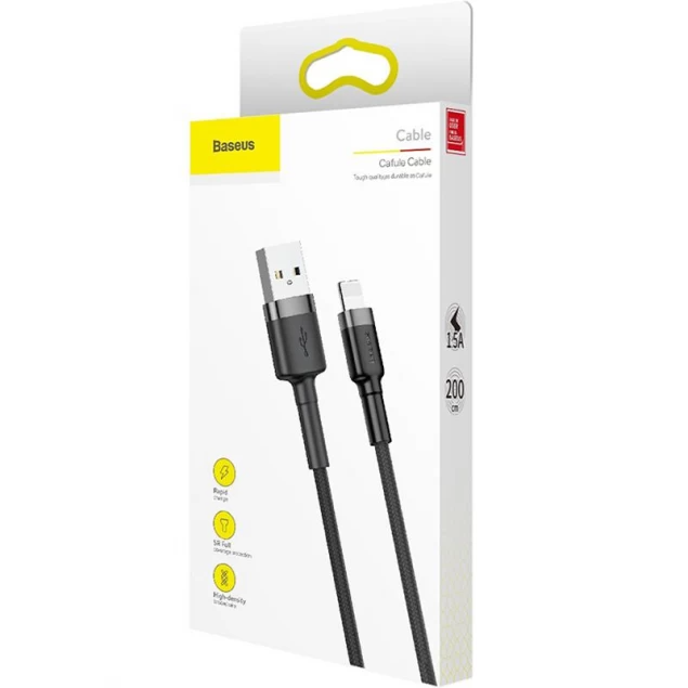 Кабель Baseus Cafule Cable USB for Lightning 2 м Gray/Black (CALKLF-CG1) - фото 5