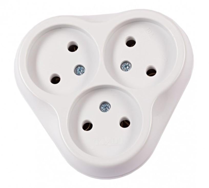 Розетка потрійна Luxel однопостова внутрішня Білий (1020) Розетка потрійна Luxel однопостова внутрішня Білий (1020)