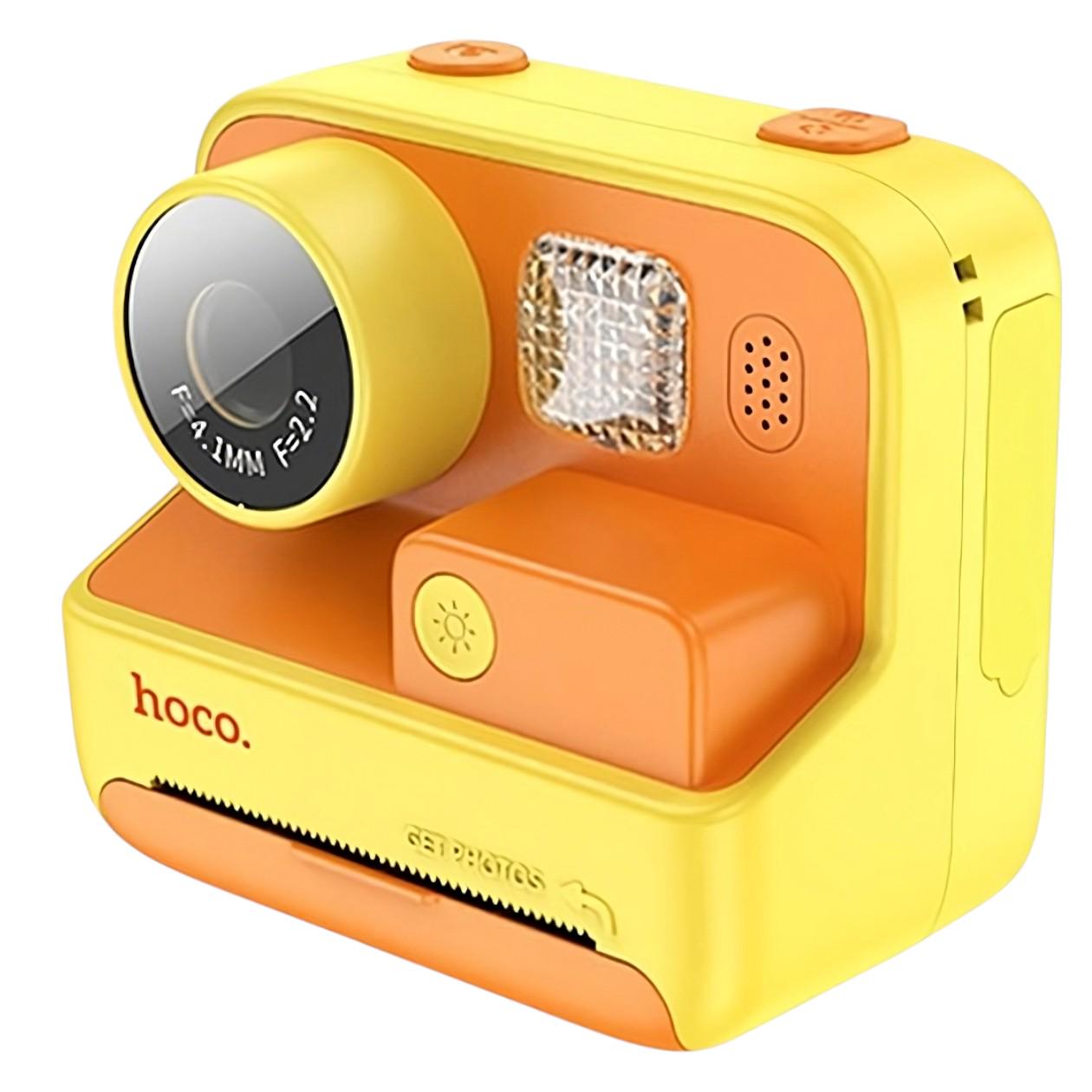 Электронная игрушечная фотокамера для детей Hoco DV200 с двумя объективами для печати фото Желто-оранжевый (DV200-1)
