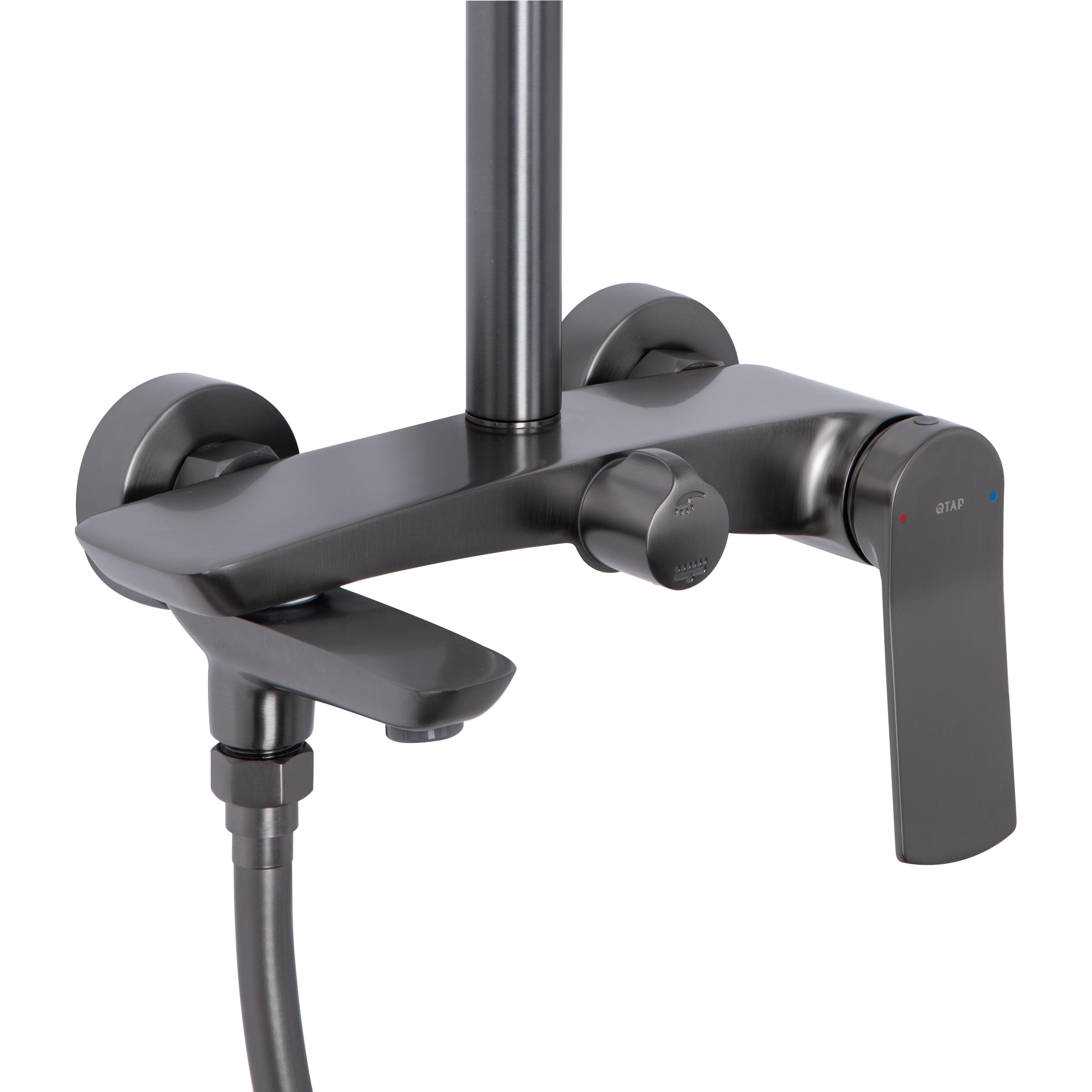 Душевая система Qtap Slavonice на три потребителя с изливом Gunmetal Black PVD (QTSLA111GMB45910)