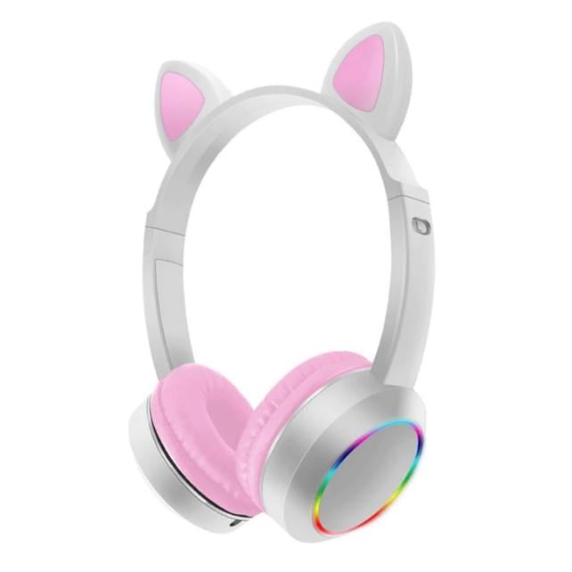 Навушники бездротові Bluetooth TUCCI K24 LED Котячі вушка Білий