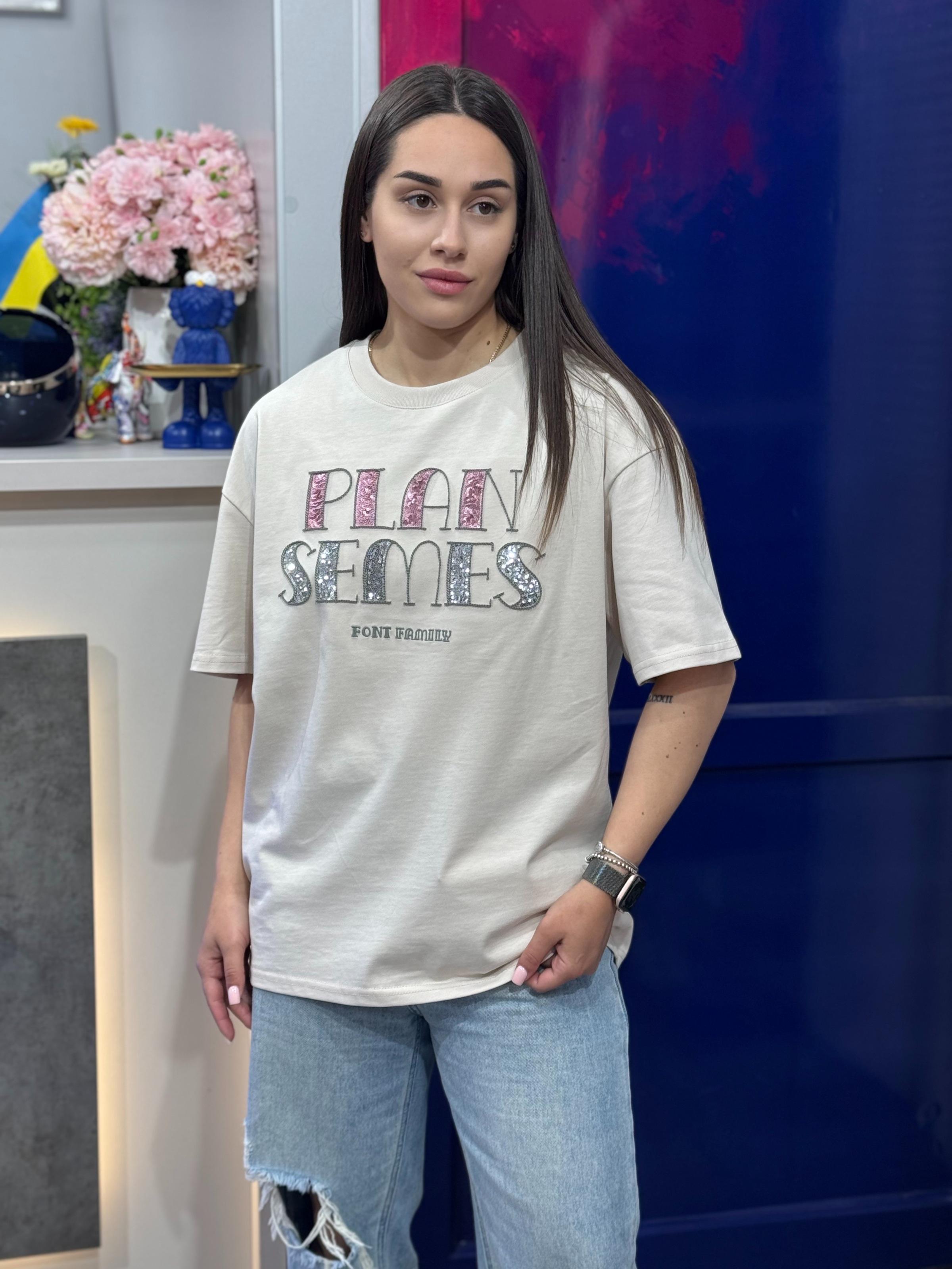 Футболка женская с пайетками OS Розовый (#26076-02)