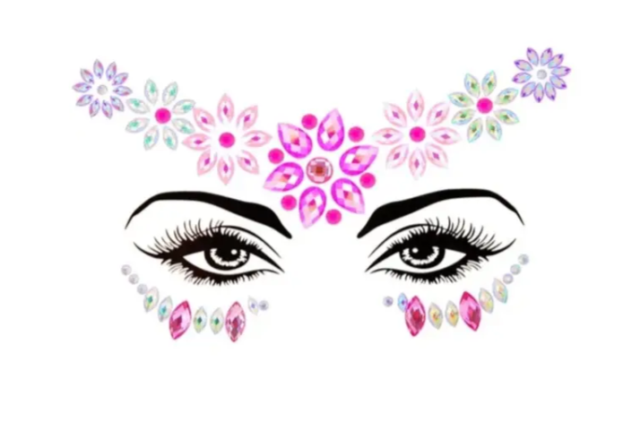 Наклейки стрази на обличчя із квіточками One size Різнокольоровий (9088/33) Наклейки стрази на обличчя із квіточками One size Різнокольоровий (9088/33)