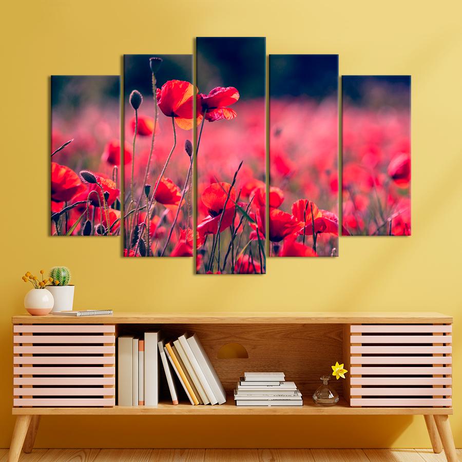Картина цветы и растения Дикие красные маки 112x68 см (A1047-5)
