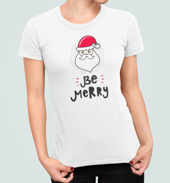 Футболка женская новогодняя Stedman с принтом Be merry Санта S Белый (НГ31.1-6)