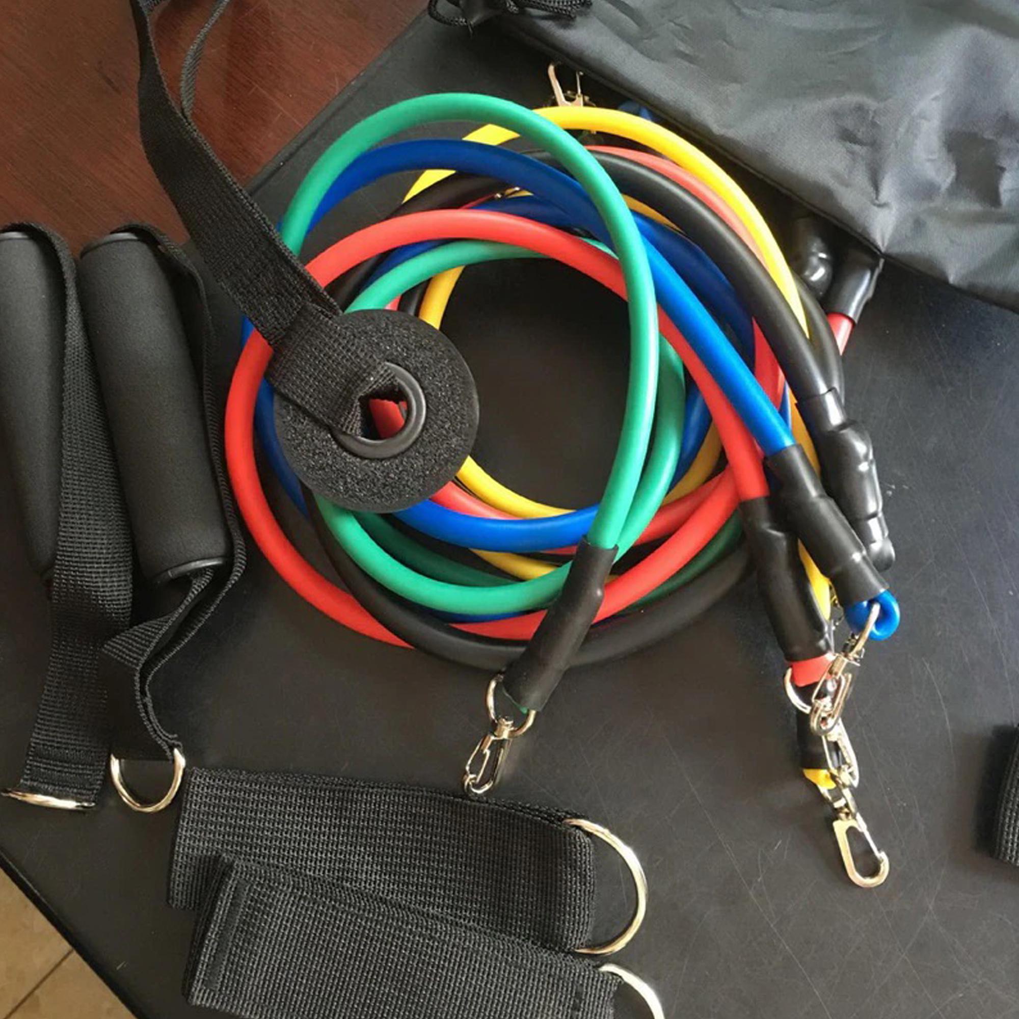 Набір трубчастих еспандерів Power Resistance Bands різного навантаження зі знімними ручками/тримачем для ніг/фіксатором дверей 11в1 (116) - фото 9