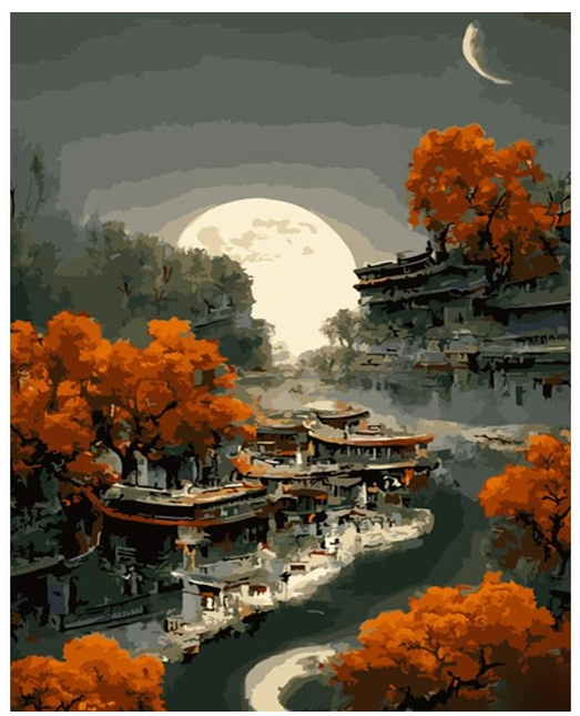 Картина по номерам Strateg Невероятный месяц 40х50 см (GS793)