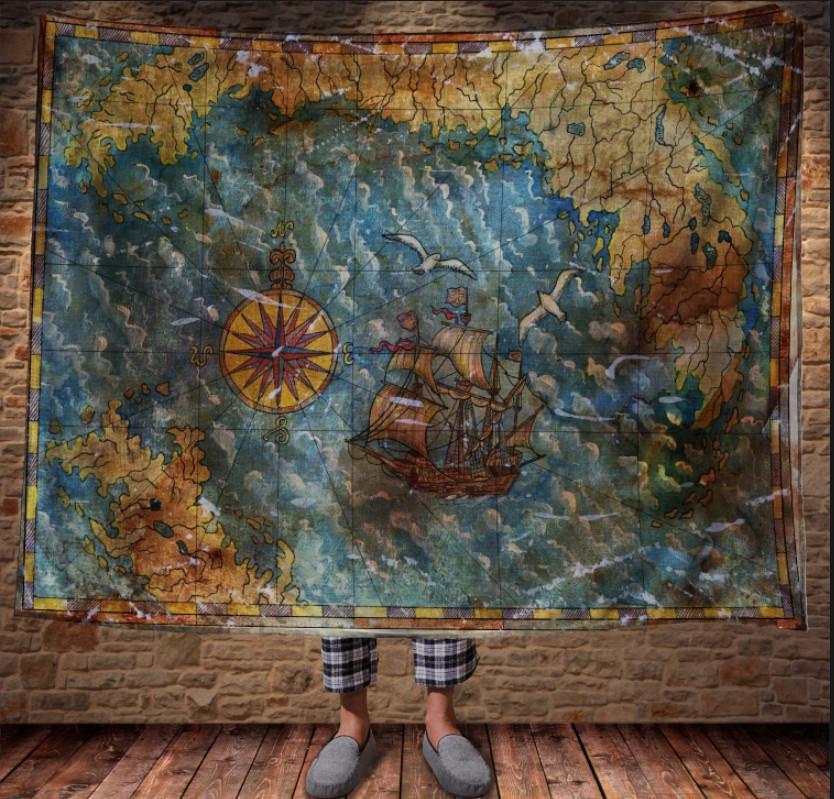 Плед с 3D принтом Старая карта дальних земель 150x200 см (epi_0346)