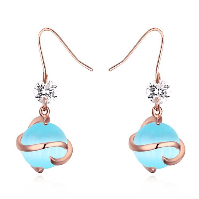 Серьги с кристаллами Сваровски Italina 18642 Белый/Бирюзовый