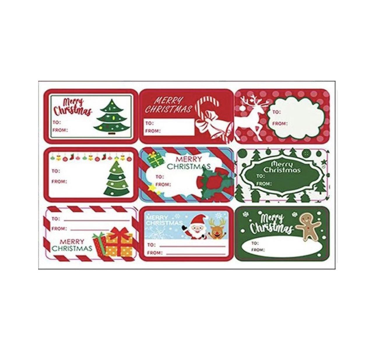 Наклейки новорічні прямокутні 1 аркуш 9 шт.