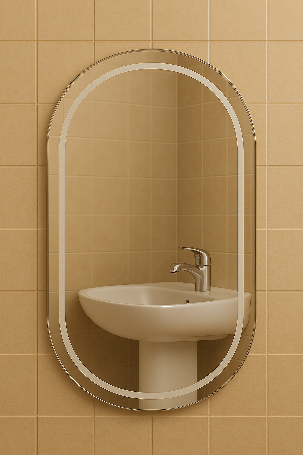 Зеркало овальное MPS-23 100х80 см с матовым пескоструйным рисунком