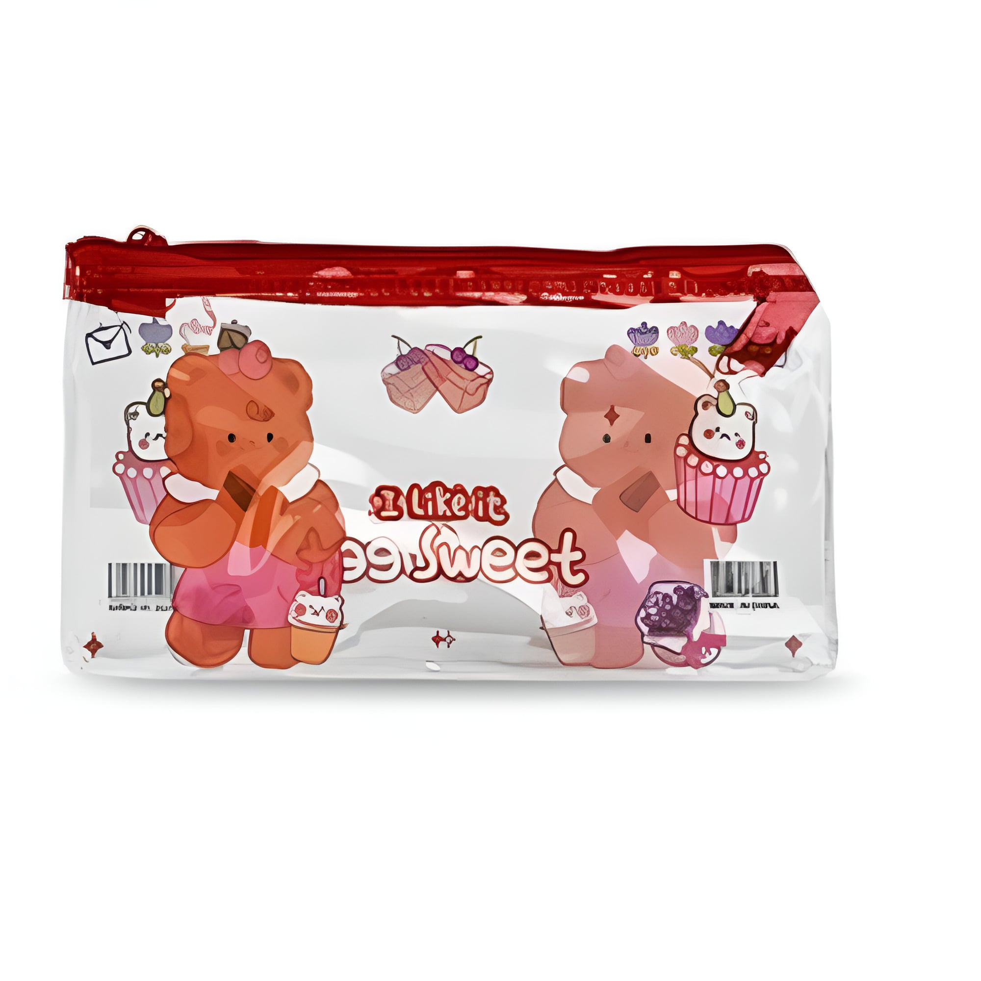 Папка-конверт на молнии Stenson WW00921ST 19х10 см Прозрачный с красный (25441877)