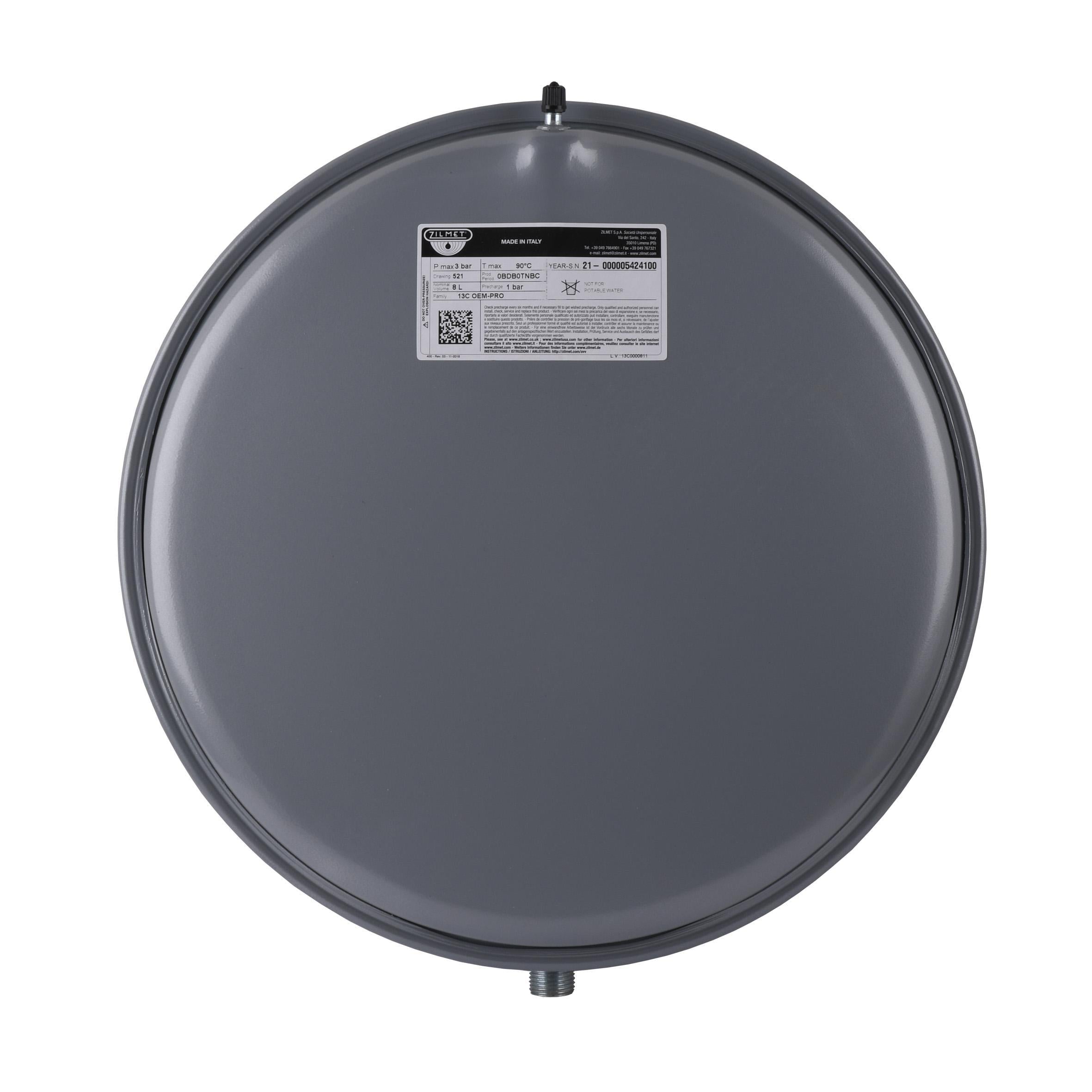 Бак Zilmet oem-pro для монтажа в котлы плоский 521 8 л 3 bar D. 392 1/2" 13C0000811 Серый (000001804) Бак Zilmet oem-pro для монтажа в котлы плоский 521 8 л 3 bar D. 392 1/2" 13C0000811 Серый (000001804)