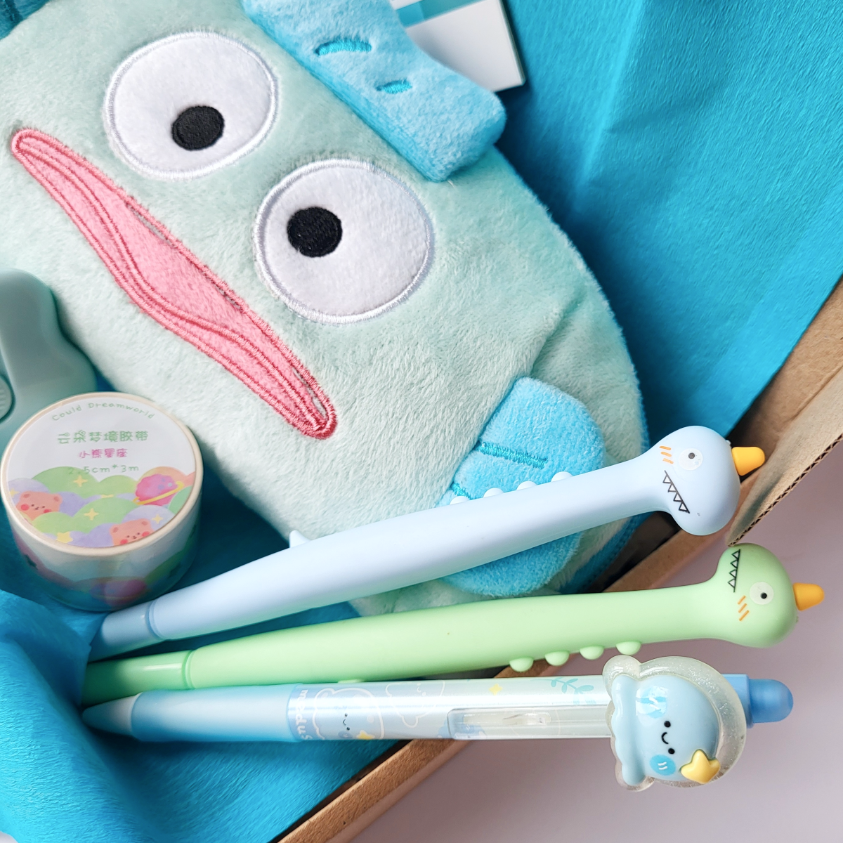 Подарунковий набір канцелярії в корейському стилі Sanrio Hangyodon 9 предметів Блакитний (352) - фото 2