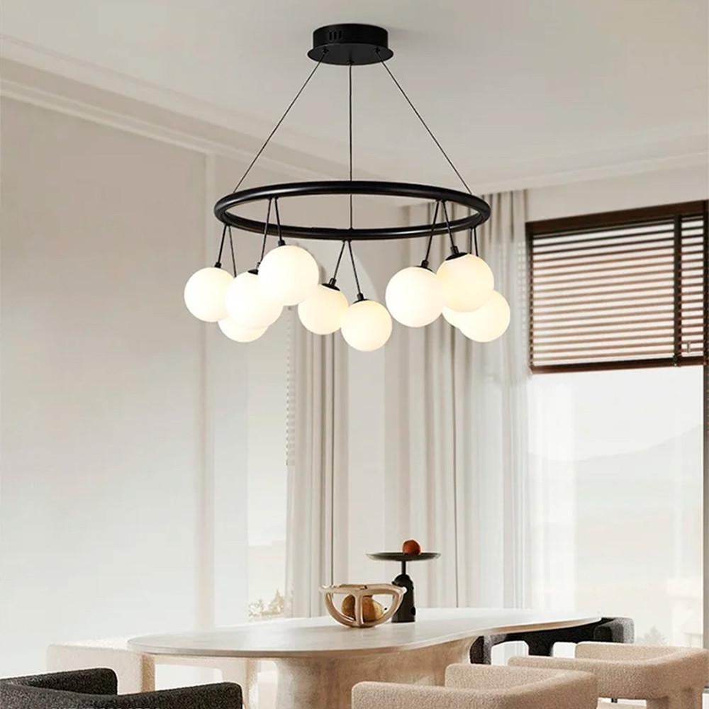 Люстра-кольцо подвесная на 10 белых плафонов d 60 см (G336/10 BK)