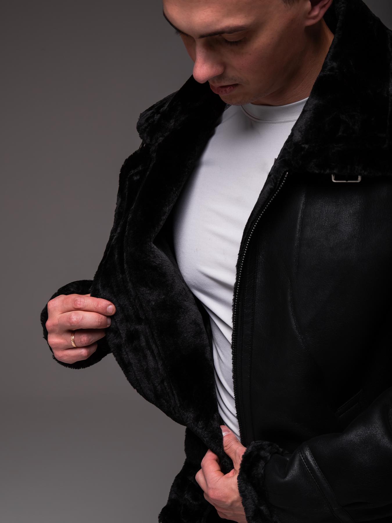 Куртка мужская зимняя на меху/эко кожа до -10°C M Черный (2426/1/2) - фото 4 Куртка мужская зимняя на меху/эко кожа до -10°C M Черный (2426/1/2) - фото 4