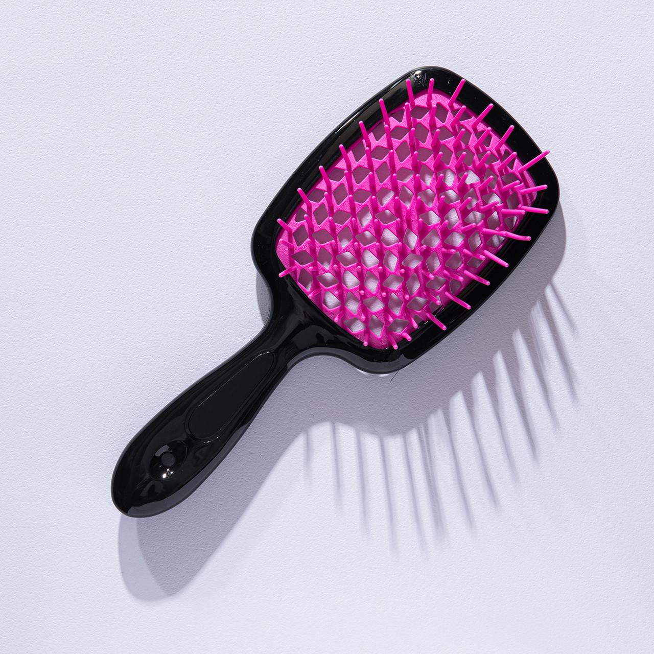 Расческа для волос SuperBrush Plus Hollow Comb Rectangular Hairbrush Черный с розовым