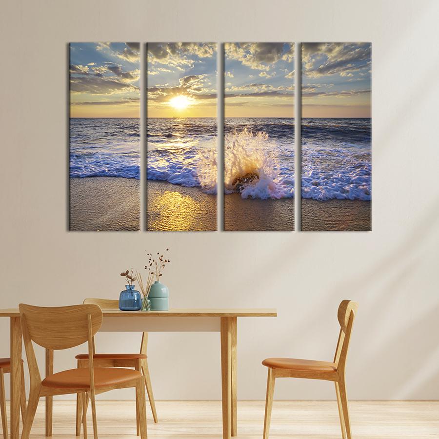 Картина модульная из 4 частей Морская волна на утреннем пляже XL 209x133 см (422-41)