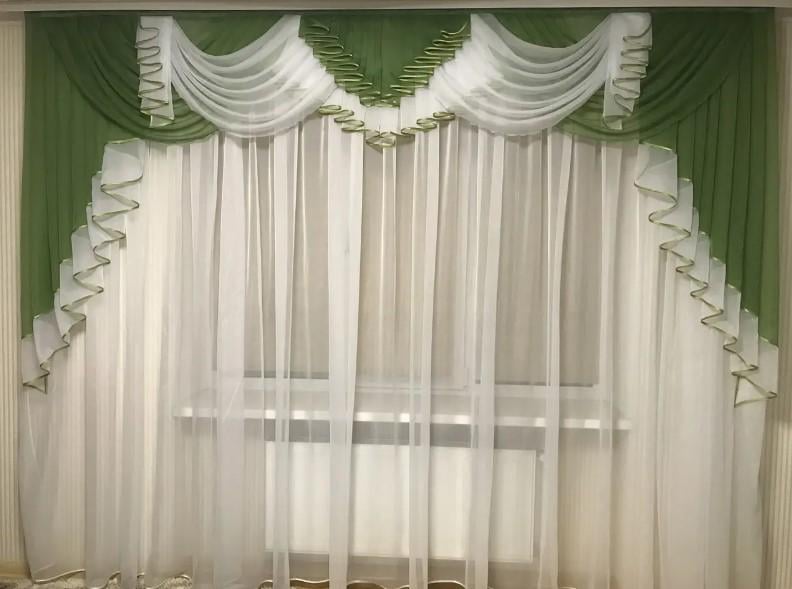 Ламбрекен в гостиную шифон 3 м Зеленый (178)