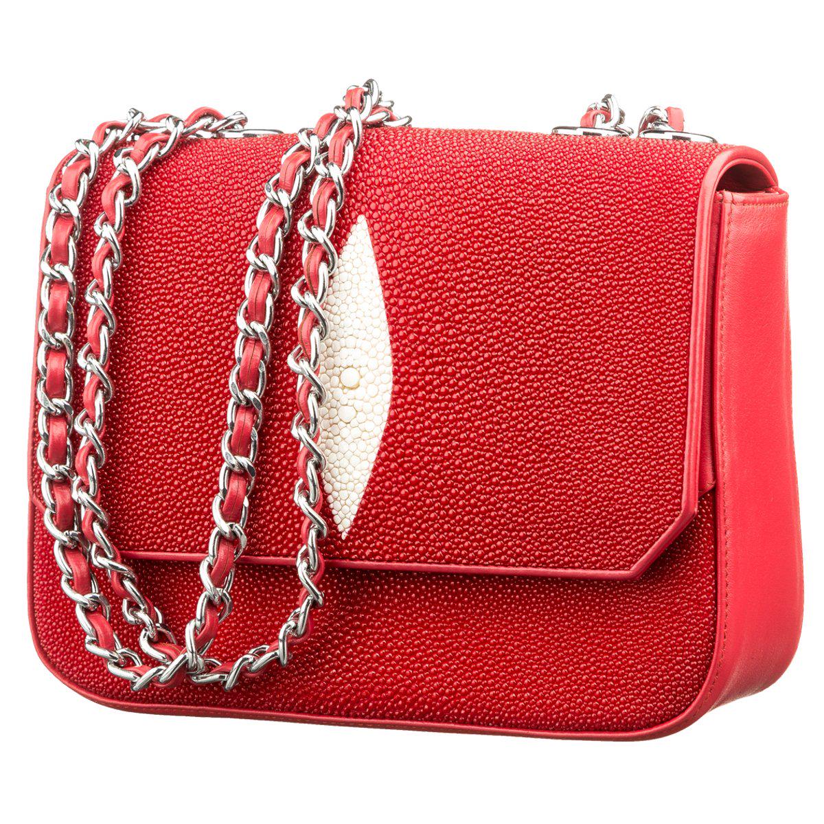 Клатч женский Stingray Leather 18508 из натуральной кожи морского ската Красный