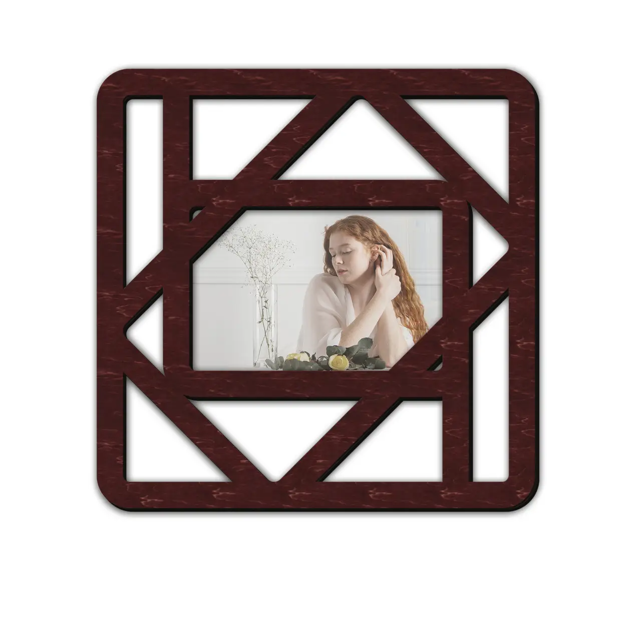 Рамка для фото геометрична дерев'яна Бордовий (boho_rectangles_modern-3) - фото 1 Рамка для фото геометрична дерев'яна Бордовий (boho_rectangles_modern-3) - фото 1