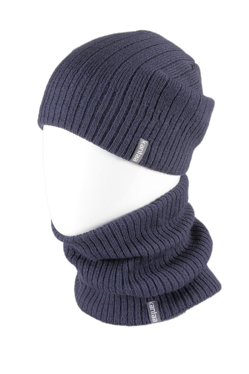 Вязаная шапка Кahta Fashion Hat с Buff снуд унисекс р. 57-58 Синий (OC-051)