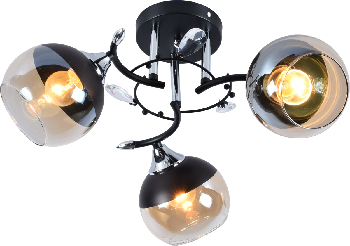 Люстра потолочная Light House SRS-20706/3 плафон черный/прозрачный Черный/Хром