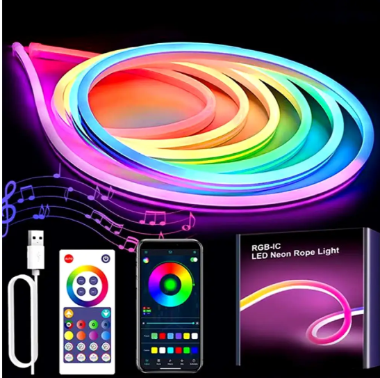 Світлодіодна стрічка неонова USB RGB управління з телефону/пультом 10 м Різнокольоровий - фото 3 Світлодіодна стрічка неонова USB RGB управління з телефону/пультом 10 м Різнокольоровий - фото 3