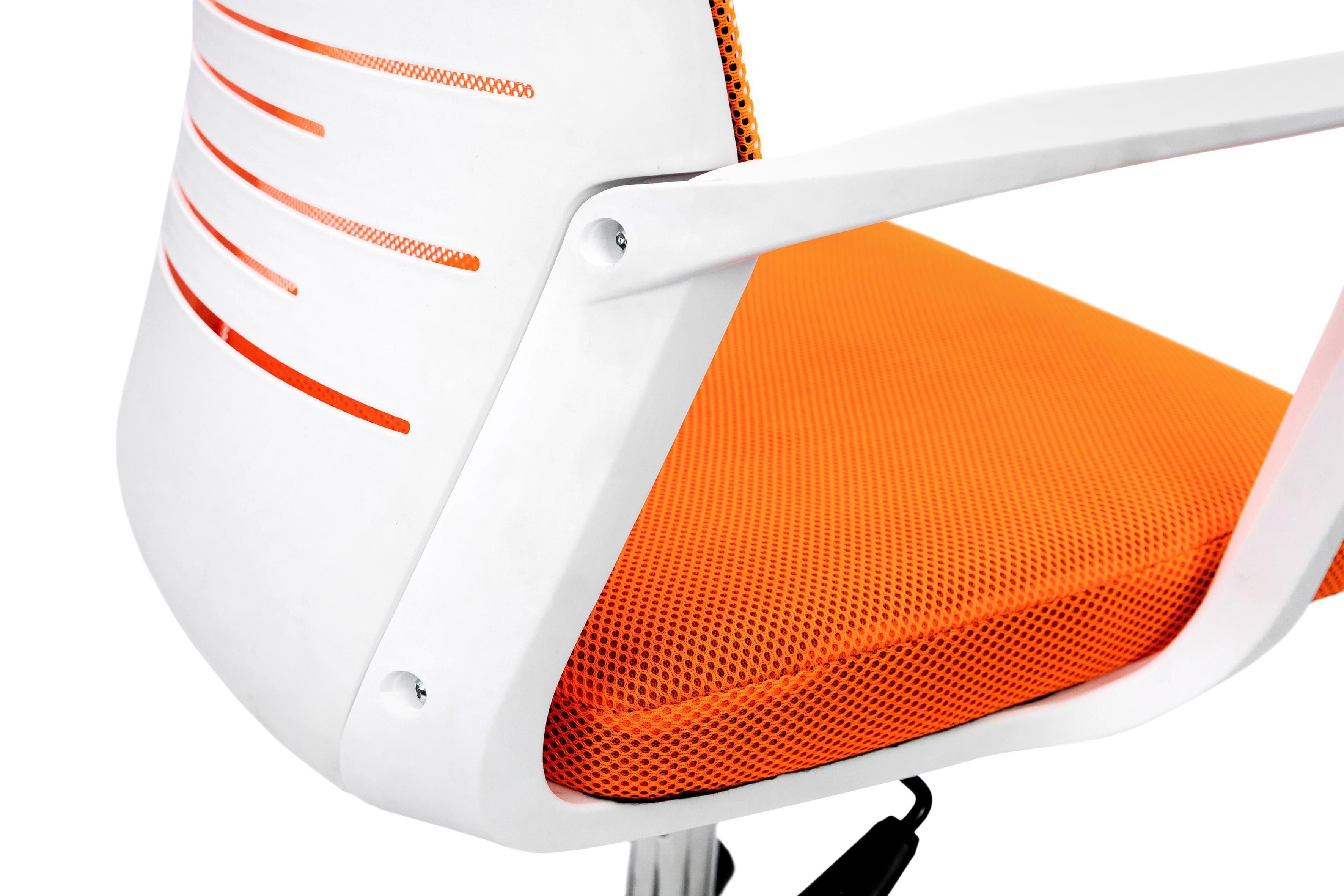 Крісло комп'ютерне Мікс Меблі Зум механізм газліфт тканина сітка Білий/Orange (А0055659) - фото 7