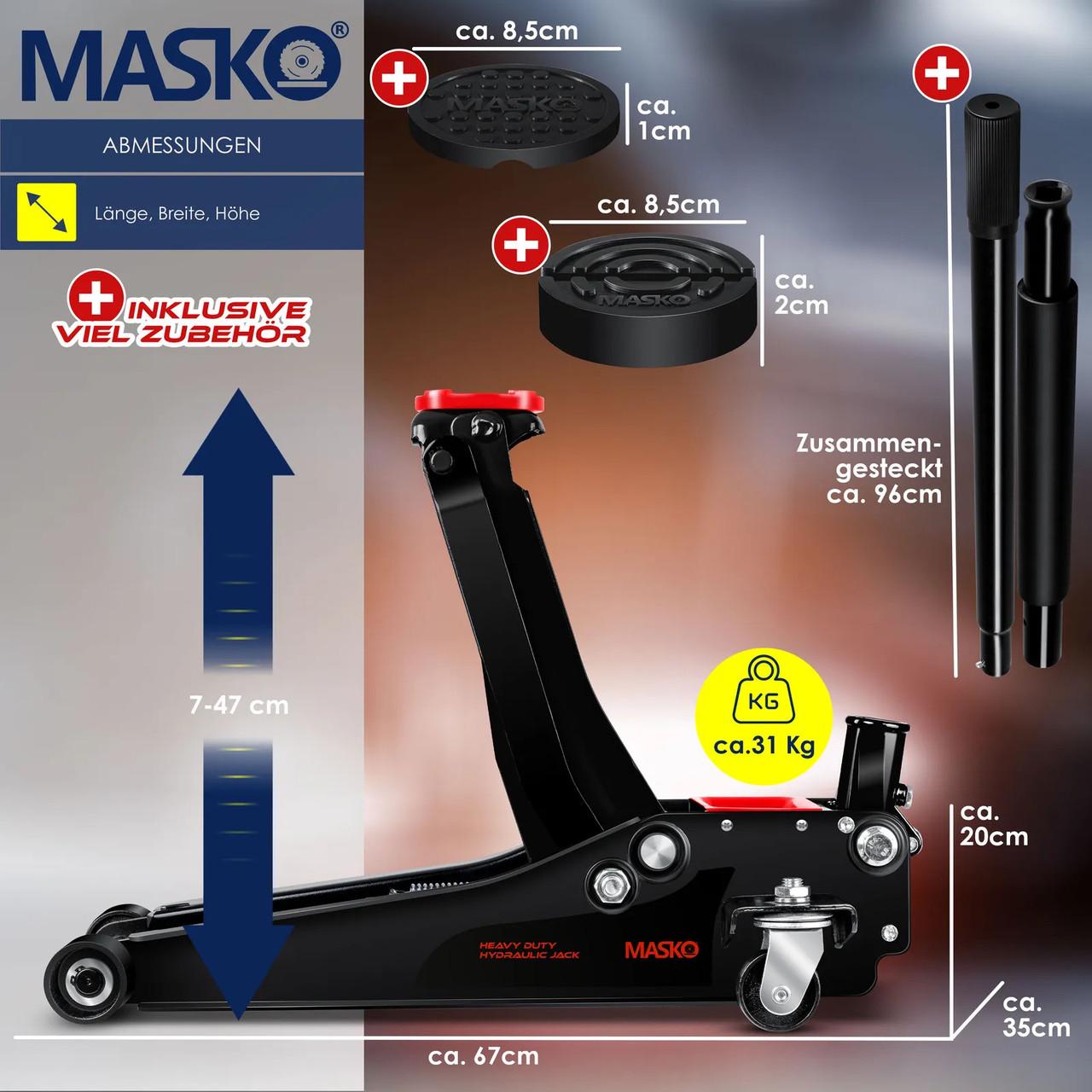 Домкрат гидравлический автомобильный MASKO с маневровым домкратом 3 т Черный - фото 5 Домкрат гидравлический автомобильный MASKO с маневровым домкратом 3 т Черный - фото 5