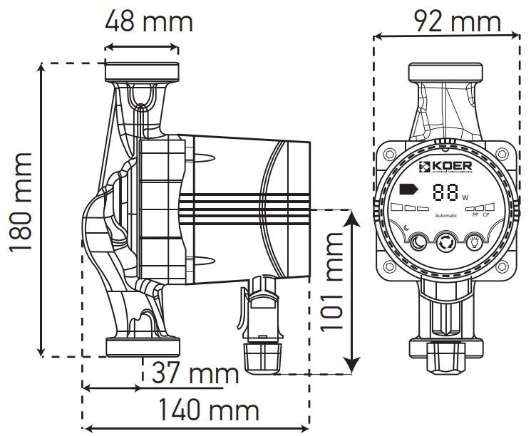 Насос KOER KP.N25/4-180 циркуляційний відцентрований (KP0246) - фото 3