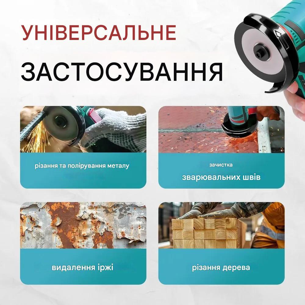 Болгарка акумуляторна GSW 12V 2 АКБ 2 диски 76 мм Blue - фото 10