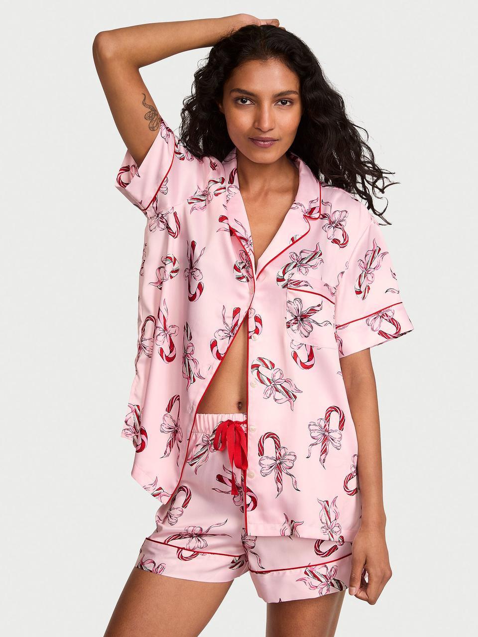 Пижама женская Victoria's Secret Signature Satin Short Pajama Set M Розовый (3025678325)
