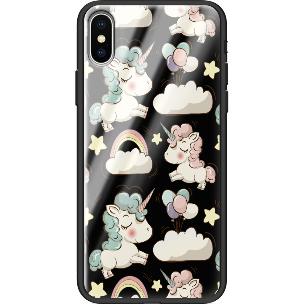 Чохол Boxface iPhone X Unicorns Чорний силікон зі склом (32139-cc2-37734)