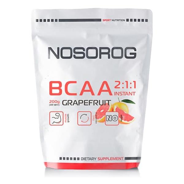 Амінокислота BCAA для спорту Nosorog Nutrition BCAA 2:1:1 200 g /36 servings/ Grapefruit