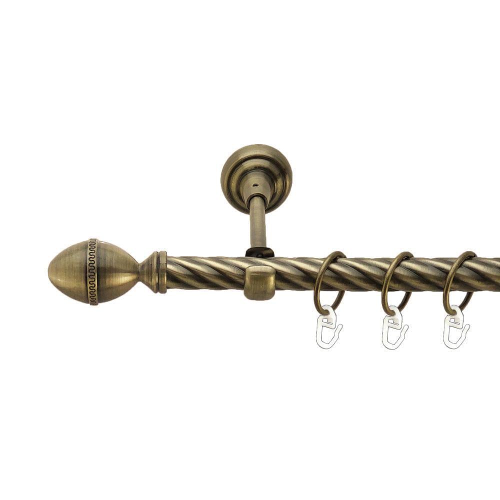 Карниз металлический Orvit Фарже однорядный открытый/скрученная труба/кольцо металлическое Антик 19 мм 200 см (00-00022020)