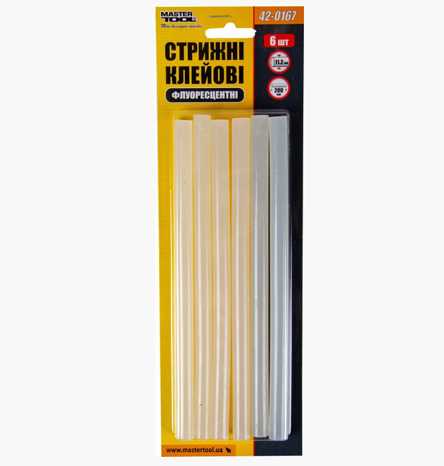 Стрижні клейові Mastertool 11,2 х200 мм 6 шт. Флуоресцентний (42-0167)