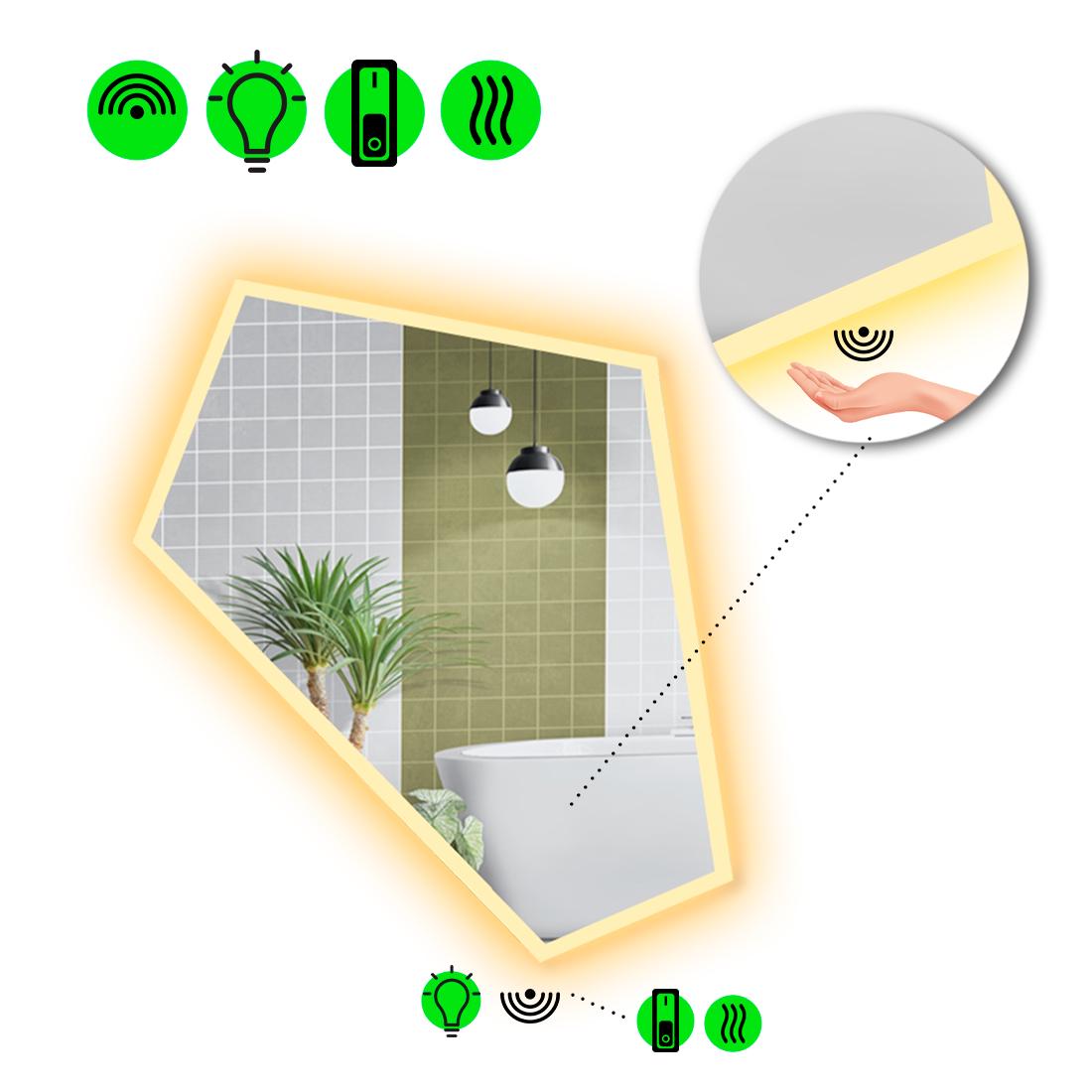 Зеркало с LED подсветкой Modulo 3 с ИК включателем и подогревом 60x50 см (8737584)