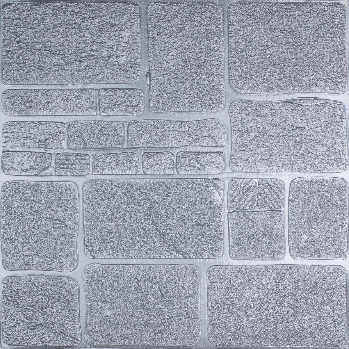 Панель 3D декоративная Loft под камень 700x700x8 мм Серый