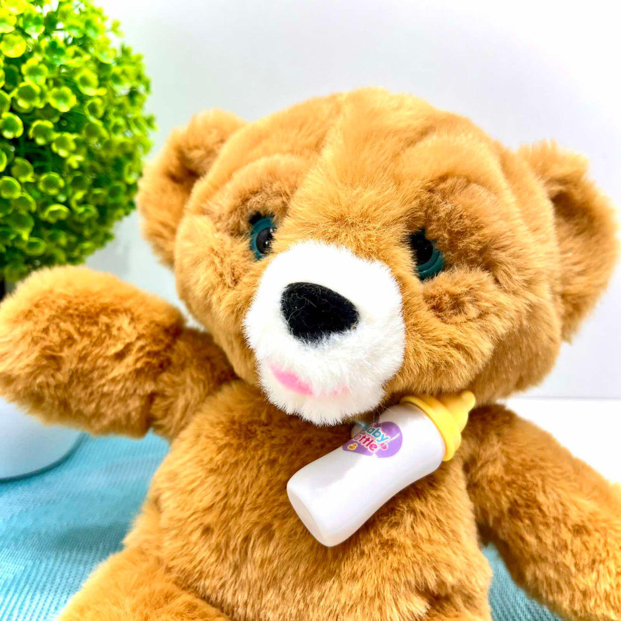 М'яка іграшка інтерактивна Ведмедик пляшечка/моргає/сенсорний та магнітний датчик/звук 24 см Коричневий (933-216 E) - фото 9